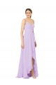 Long Sleeveless Soft Chiffon Lilac Sheath High Low Bridesmaid Dress Edmonton