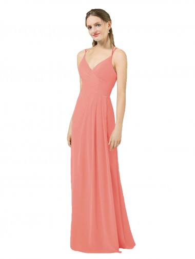 Long Sleeveless Soft Chiffon Desert Rose Sheath Bridesmaid Dress Edmonton
