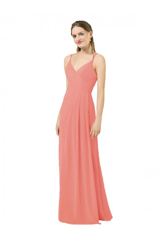 Long Sleeveless Soft Chiffon Desert Rose Sheath Bridesmaid Dress Edmonton