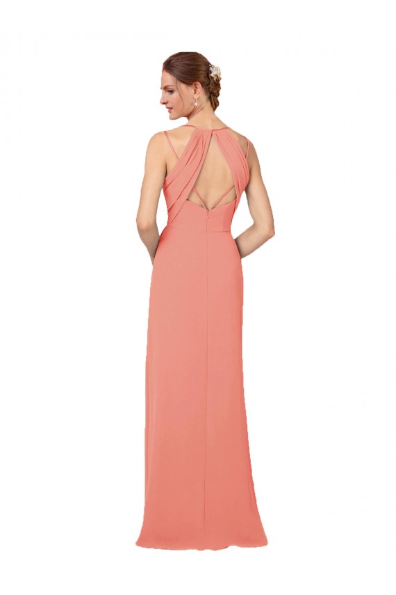 Long Sleeveless Soft Chiffon Desert Rose Sheath Bridesmaid Dress Edmonton
