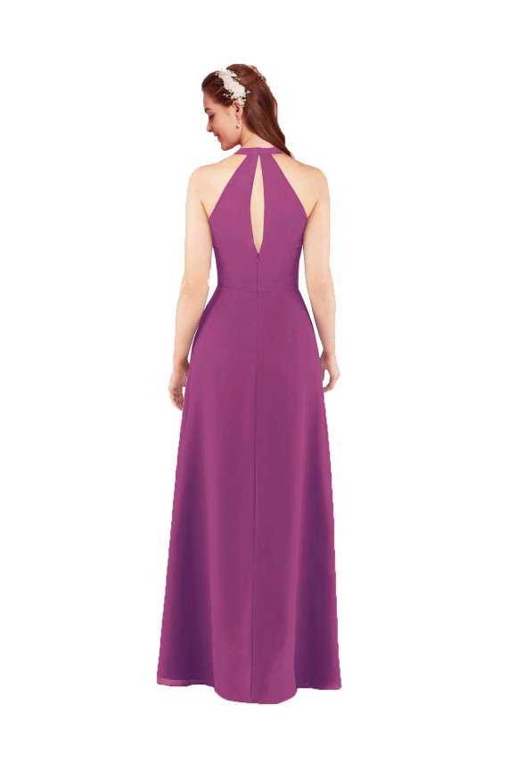 Long Sleeveless Soft Chiffon Wild Berry Sheath Bridesmaid Dress Edmonton
