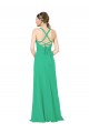 Long Sleeveless Soft Chiffon Emerald Green Sheath Bridesmaid Dress Edmonton