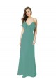 Long Sleeveless Soft Chiffon Icelandic Silver A-Line Bridesmaid Gown Edmonton
