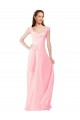 Long Cap Sleeves Soft Chiffon Pink A-Line Bridesmaid Dress Edmonton