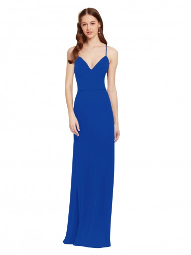 Long Sleeveless Soft Chiffon Royal Blue A-Line Bridesmaid Dress / Formal Dress Edmonton