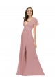 Long Flutter Sleeves Chiffon Dusty Pink A-Line Bridesmaid Dress / Evening Dress Edmonton
