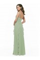 Long Sleeveless Soft Chiffon Smoke Green A-Line Bridesmaid Dress Edmonton