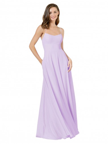Long Sleeveless Soft Chiffon Lilac A-Line Bridesmaid Gown Edmonton