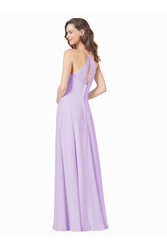 Long Sleeveless Soft Chiffon Lilac A-Line Bridesmaid Gown Edmonton