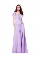 Long Cap Sleeves Soft Chiffon Lilac A-Line Bridesmaid Dress / Formal Dress Edmonton