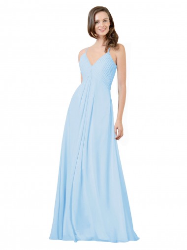 Long Sleeveless Chiffon Light Sky Blue A-Line Formal Dress / Bridesmaid Dress Edmonton