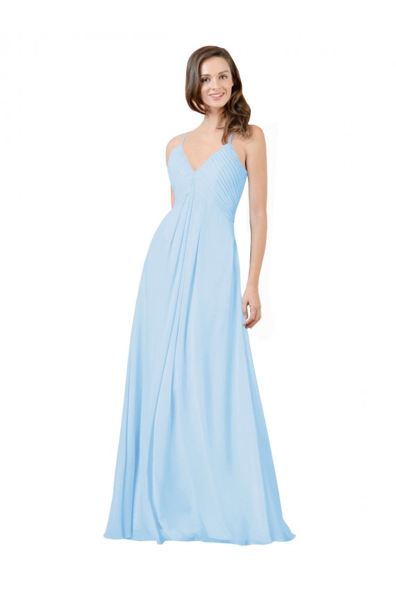Long Sleeveless Chiffon Light Sky Blue A-Line Formal Dress / Bridesmaid Dress Edmonton