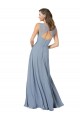 Long Sleeveless Soft Chiffon Dusty Blue Spaghetti Straps A-Line Formal Dress / Bridesmaid Dress Edmonton