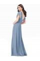 Long Cap Sleeves Soft Chiffon Dusty Blue A-Line Black Tie Prom Dress / Bridesmaid Dress Edmonton