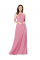 Long Sleeveless Soft Chiffon Skin Pink A-Line Prom Dress / Bridesmaid Dress Edmonton