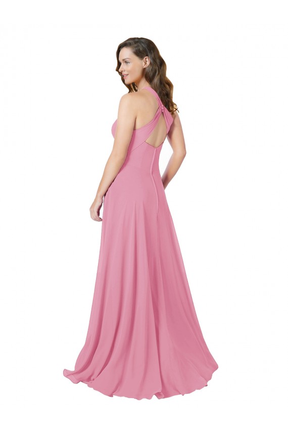 Long Sleeveless Soft Chiffon Skin Pink A-Line Prom Dress / Bridesmaid Dress Edmonton