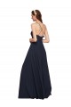 Long Sleeveless Soft Chiffon Dark Navy Spaghetti Straps A-Line Bridesmaid Dresses Edmonton