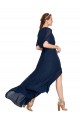Long Flutter Sleeves Soft Chiffon Dark Navy A-Line Bridesmaid Dress / Formal Dress Edmonton