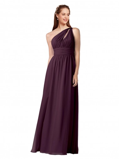 Long Floor Length Sleeveless Chiffon Grape One Shoulder A-Line Bridesmaid Dress Edmonton