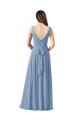 Long Sleeveless Chiffon Dusty Blue V-Neck A-Line Wedding Party Dress Edmonton