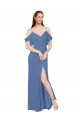 Long Sleeveless Soft Chiffon Windsor Blue A-Line Bridesmaid Dress Edmonton