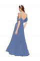 Long Sleeveless Soft Chiffon Windsor Blue A-Line Bridesmaid Dress Edmonton