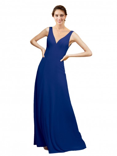 Long Floor Length Sleeveless Chiffon Royal Blue A-Line Bridesmaid Dress Edmonton