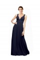Long Sleeveless Chiffon Dark Navy A-Line Wedding Guest Dress Edmonton