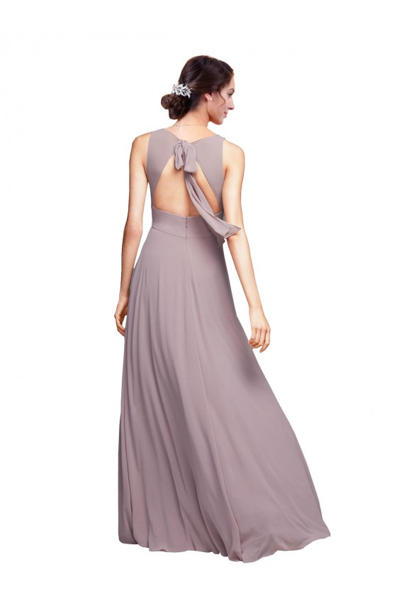 Long Sleeveless Chiffon Dark Navy A-Line Wedding Guest Dress Edmonton