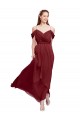 Long Sleeveless Soft Chiffon Burgundy Off the Shoulder Sheath Formal Dress / Bridesmaid Dress Edmonton