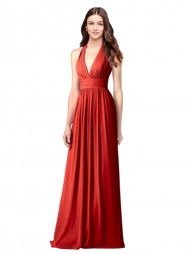 Long Sleeveless Soft Chiffon Red A-Line Bridesmaid Dress / Formal Dress Edmonton