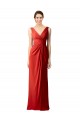 Long Sleeveless Soft Chiffon Red Sheath Bridesmaid Dress Edmonton