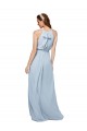 Long Sleeveless Soft Chiffon Royal Blue A-Line Bridesmaid Dress Edmonton