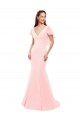 Long Flutter Sleeves Soft Chiffon Pink Mermaid Bridesmaid Dress Edmonton