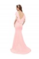 Long Flutter Sleeves Soft Chiffon Pink Mermaid Bridesmaid Dress Edmonton
