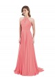 Long Sleeveless Chiffon Watermelon A-Line Bridesmaid Dress / Evening Dress Edmonton