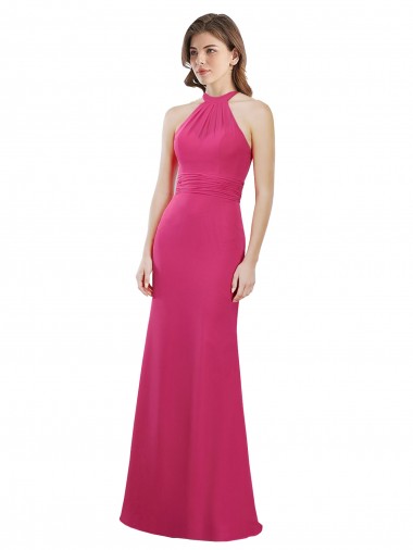 Long Sleeveless Soft Chiffon Ruby A-Line Bridesmaid Dress Edmonton