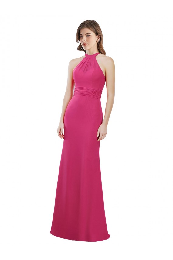 Long Sleeveless Soft Chiffon Ruby A-Line Bridesmaid Dress Edmonton
