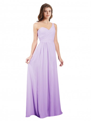 Long Sleeveless Chiffon Lilac One Shoulder A-Line Bridesmaid Dress / Evening Dress Edmonton