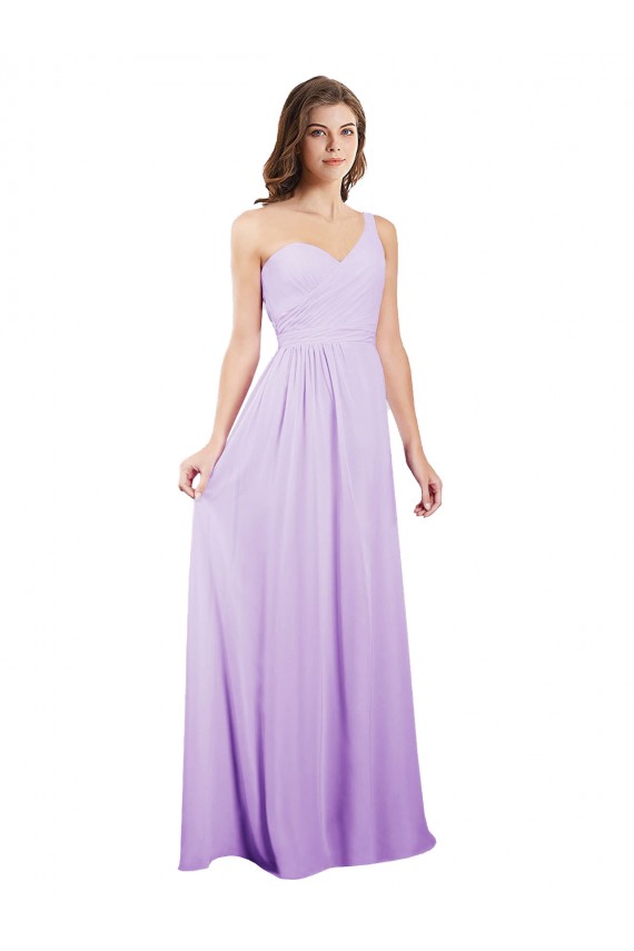 Long Sleeveless Chiffon Lilac One Shoulder A-Line Bridesmaid Dress / Evening Dress Edmonton