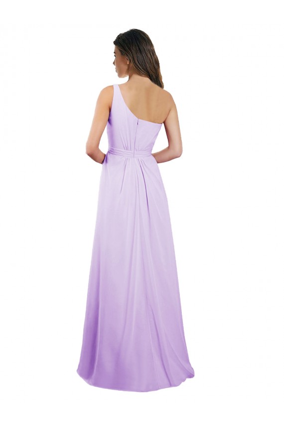 Long Sleeveless Chiffon Lilac One Shoulder A-Line Bridesmaid Dress / Evening Dress Edmonton