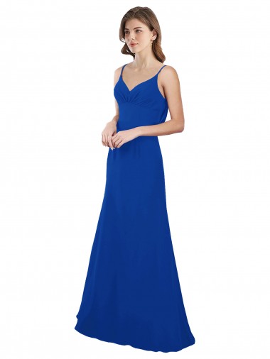 Long Sleeveless Soft Chiffon Royal Blue Sweetheart A-Line Evening Dress / Bridesmaid Dress Edmonton