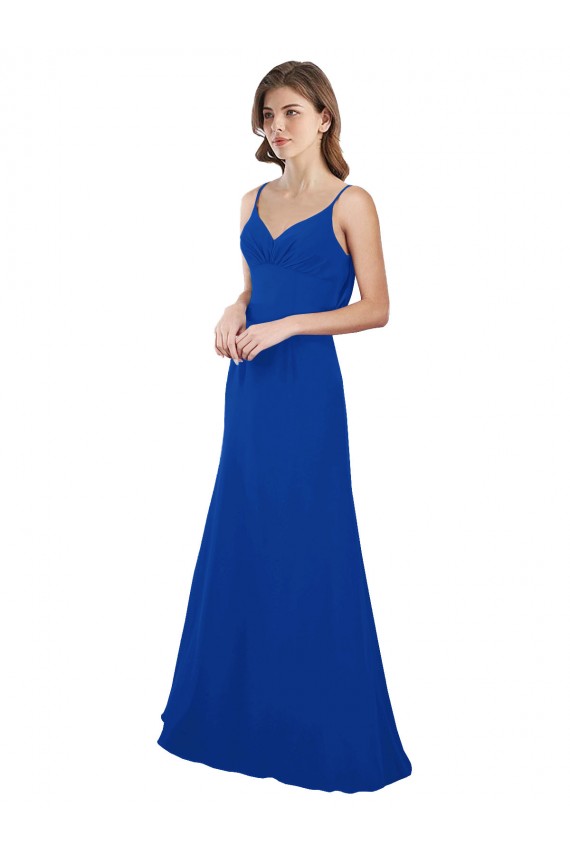 Long Sleeveless Soft Chiffon Royal Blue Sweetheart A-Line Evening Dress / Bridesmaid Dress Edmonton