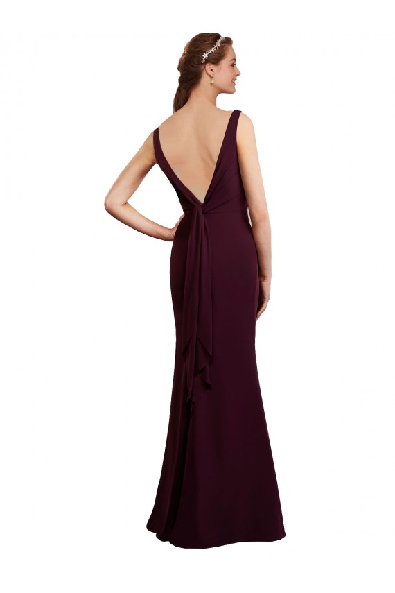 Long Sleeveless Soft Chiffon Burgundy Gold Mermaid Bridesmaid Dress Edmonton