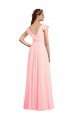 Long Cap Sleeves Chiffon Pink A-Line Bridesmaid Dress / Evening Gowns Edmonton
