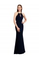 Long Sleeveless Soft Chiffon Dark Navy Mermaid Bridesmaid Dress Edmonton