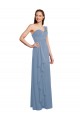 Long Sleeveless Chiffon Dusty Blue One Shoulder A-Line Formal Dress / Bridesmaid Dress Edmonton