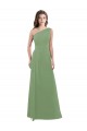 Long Sleeveless Soft Chiffon Seagrass A-Line Bridesmaid Dress Edmonton