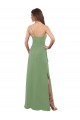 Long Sleeveless Soft Chiffon Seagrass A-Line Bridesmaid Dress Edmonton