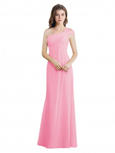 Long Sleeveless Chiffon Barely Pink A-Line Bridesmaid Dress Edmonton